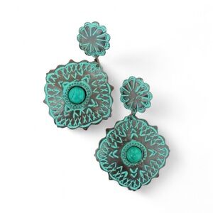 Southwest Patina Concho Statement Earring